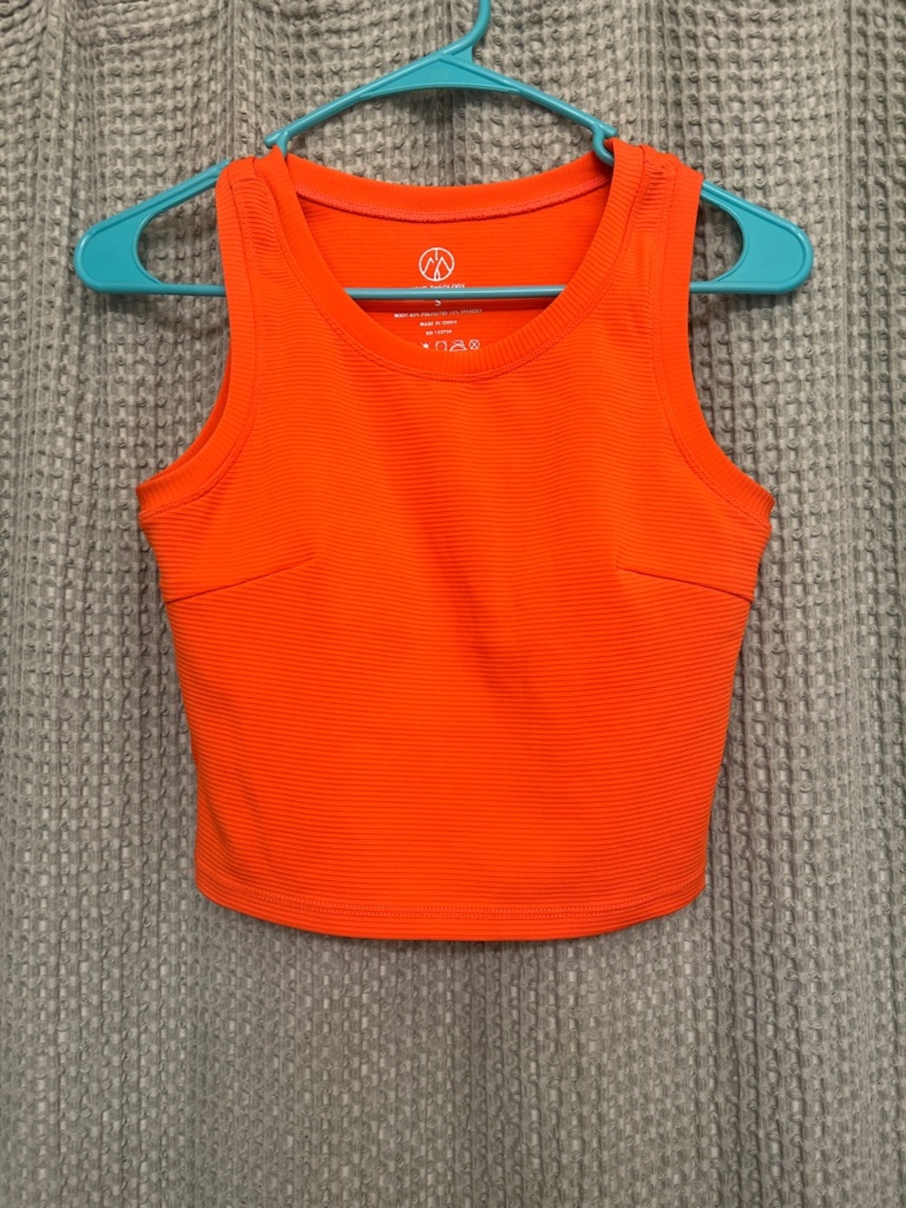 Vibrant Orange Ribbed Tank Top built in bra